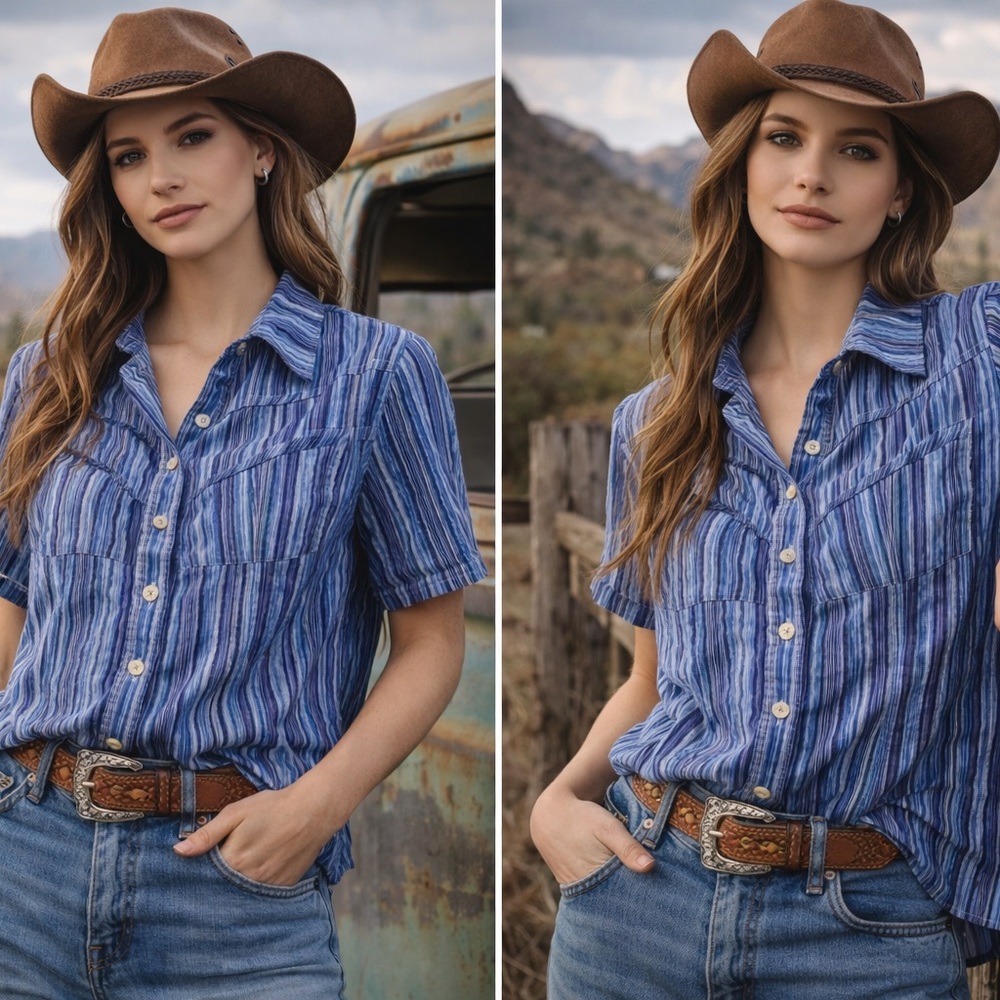 Ilse Crawford Indigo and White Button Down Shirt